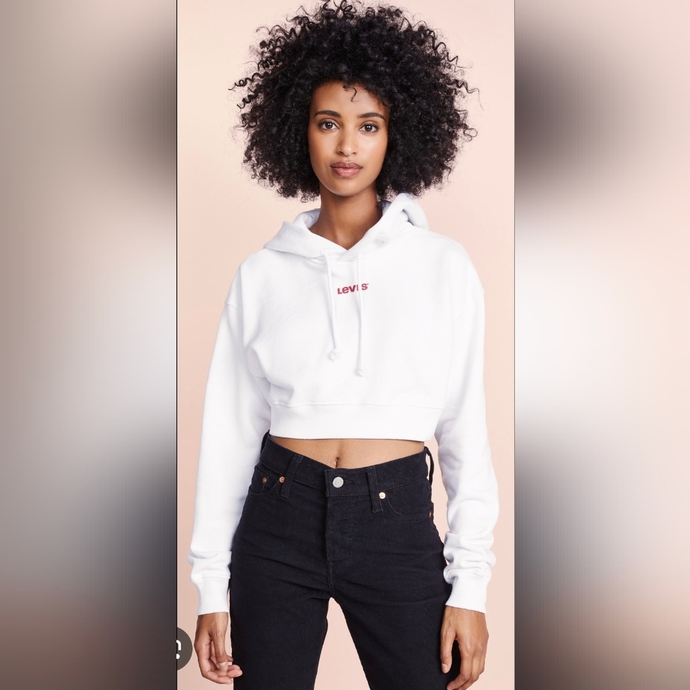 Levi's White Cropped Hoodie